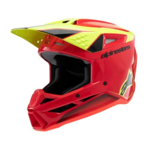 Alpinestars SM3 Youth Fray Motocross Helmet – Red Yellow Black – Youth Large 52-53cm: Stylish and Protective Motocross Helmet for Youth Riders