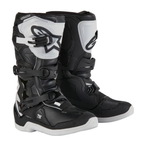 Alpinestars Tech 3s Kids Youth Motocross Boots – Black White – UK7 US8: Stylish and Durable Motocross Boots for Kids