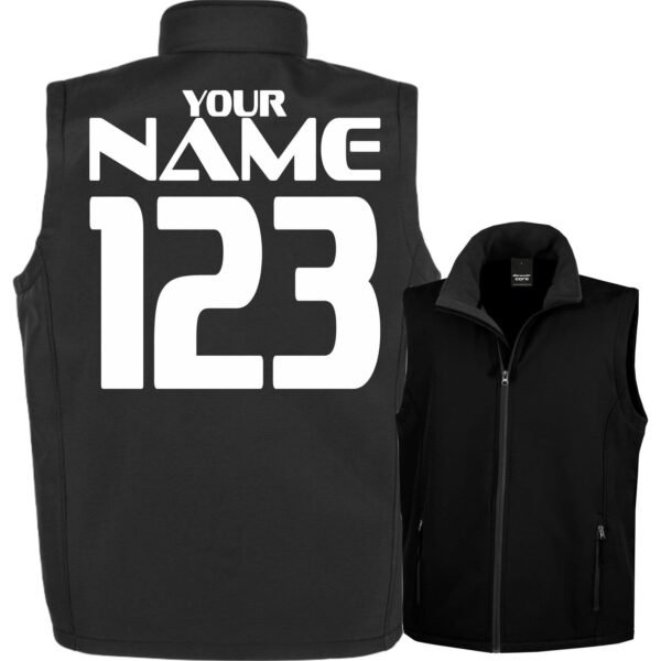 Custom Printed Softshell Kids/ Youth Bodywarmer - Black - Style 6 - Age 11-12