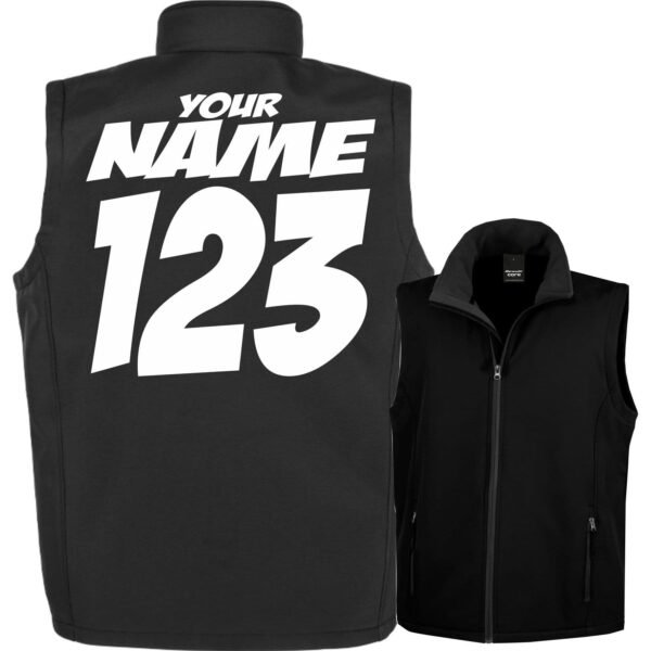 Custom Printed Softshell Kids/ Youth Bodywarmer - Black - Style 7 - Age 11-12